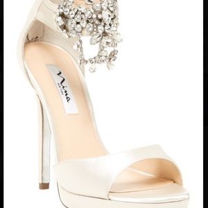 Nina ‘Fabiola’ Ivory Satin Wedding Heels